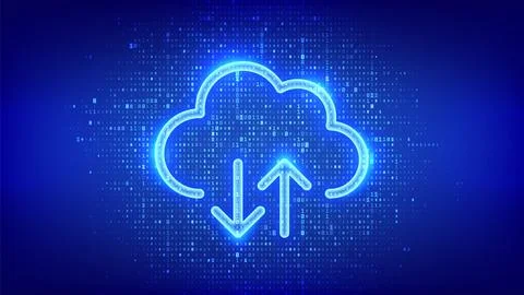 Cloud icon made with binary code. Cloud computing service. Database storage.. Stockillustratie