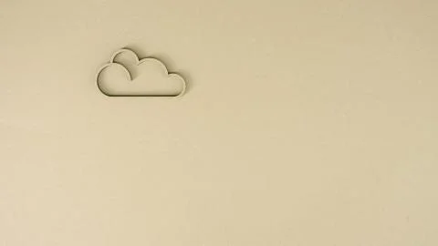 Cloud icon made of cardboard on the table. Sustainable server technology concept Stock Photos