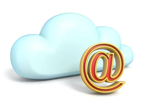 Cloud icon with mail sign 3D Cloud icon with mail sign 3D rendering isolat... Foto stock