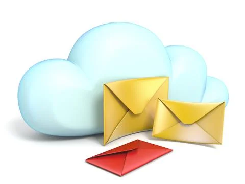 Cloud icon with mails envelopes 3D Stock Illustration