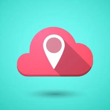 Cloud icon with a map mark Stock Illustration
