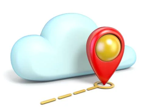 Cloud icon with map pointer 3D イラスト素材