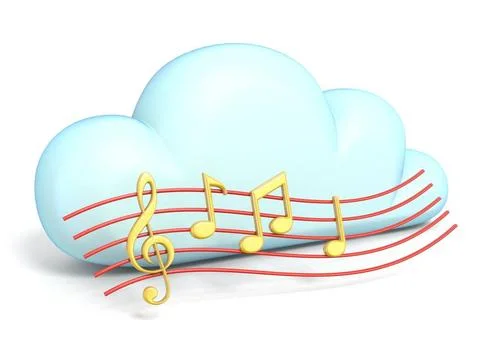 Cloud icon with music notes 3D Cloud icon with music notes 3D rendering is... Stock Photos