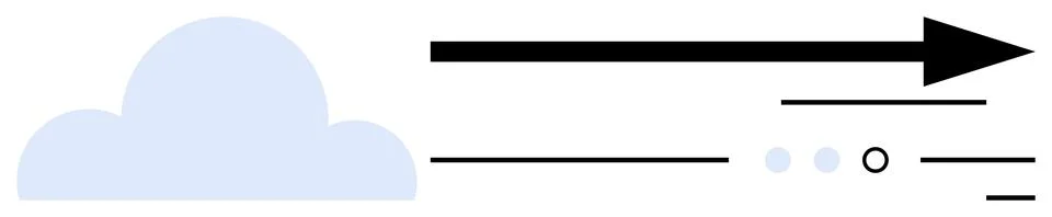 Cloud icon next to a bold black arrow and minimalist lines. Ideal for technol Stock Illustration