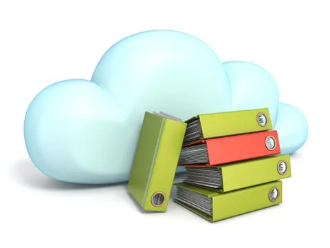 Cloud icon with office folders 3D Stock Illustration