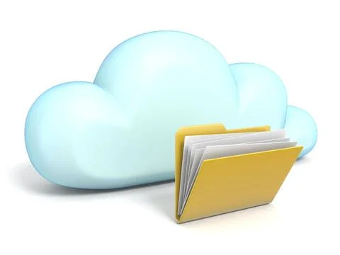 Cloud icon with opened folder 3D Cloud icon with opened folder 3D renderin... Stock Photos
