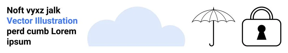Cloud icon, opened umbrella, lock icon. Ideal for data protection, cloud secu Illustrazione stock