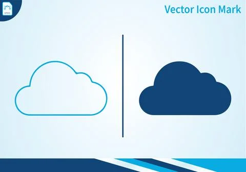 Cloud icon outline and solid fill simple design. Illustrazione stock