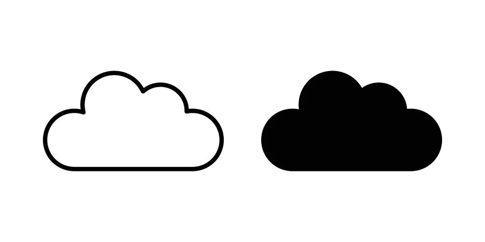 Cloud icon. Outline, flat icons Stock Illustration