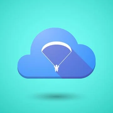 Cloud icon with a paraglider Stockillustratie
