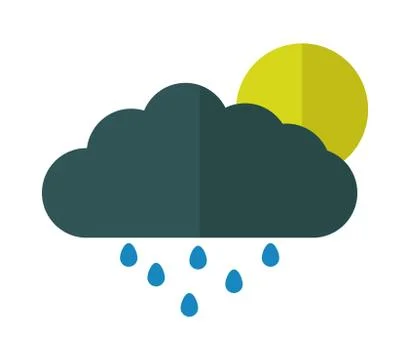 Cloud icon with rain on white background Stock Illustration