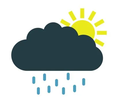 Cloud icon with rain on white background Stock Illustration
