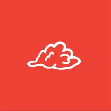 Cloud Icon On Red Background. Red Flat Style Vector Illustration. Stock Illustration