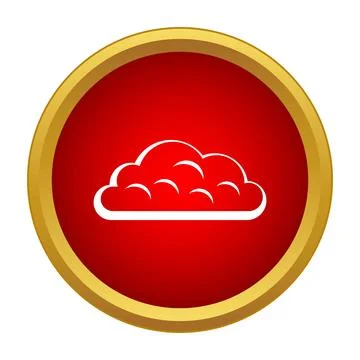 Cloud icon on red button with gold border 库存插图
