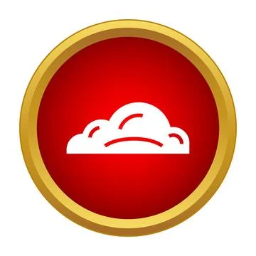 Cloud icon on red button with golden border Stock Illustration