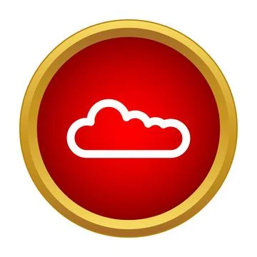 Cloud icon on red round button with gold frame Stock Illustration