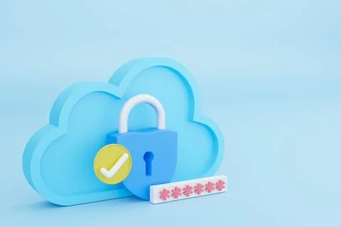 Cloud icon with security padlock symbol and pin code, Access to the securit.. Stock Illustration