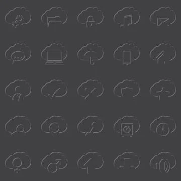 Cloud icon set of 25 Stock Illustration