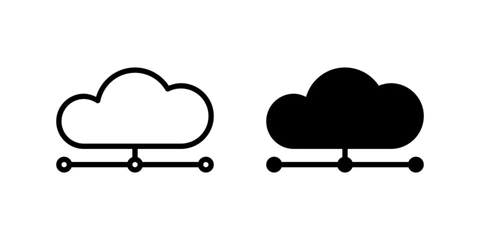 Cloud Icon Set. A black icon of a cloud, representing cloud storage or conn.. Stock Illustration