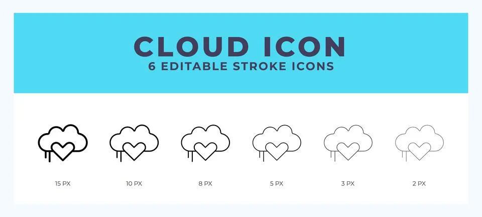 Cloud icon set with different stroke. Design elements for logo. Vector illu.. Stock Illustration