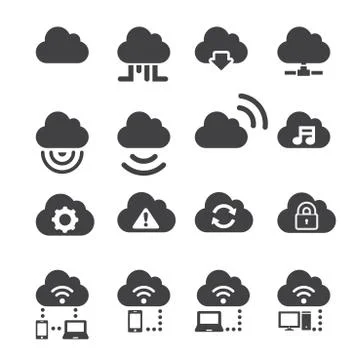 Cloud icon set Stock Illustration