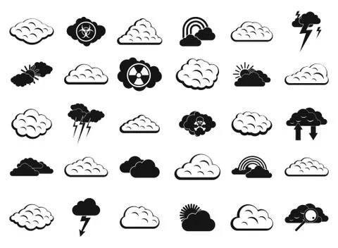 Cloud icon set, simple style 스톡 일러스트