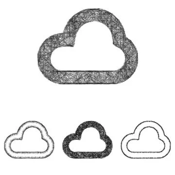 Cloud icon set - sketch line art Иллюстрация