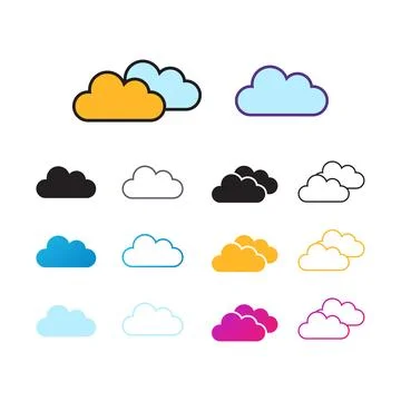 Cloud icon set in trendy flat design Stock Illustration