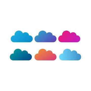 Cloud icon set in trendy flat design Stock Illustration