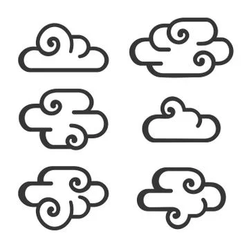 Cloud Icon Set on White Background. Vector Illustrazione stock