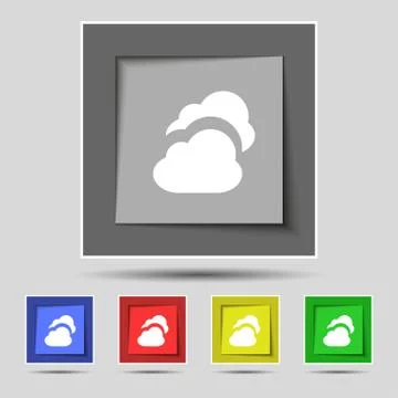 Cloud icon sign on the original five colored buttons. Vector 스톡 일러스트