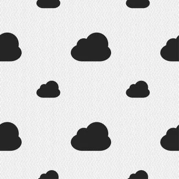 Cloud icon sign. Seamless pattern with geometric texture. Vector Stock Illustration
