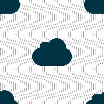 Cloud icon sign. Seamless pattern with geometric texture. Vector Stock Illustration