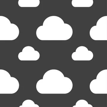 Cloud icon sign. Seamless pattern on a gray background. Vector Illustrazione stock