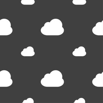 Cloud icon sign. Seamless pattern on a gray background. Vector 스톡 일러스트