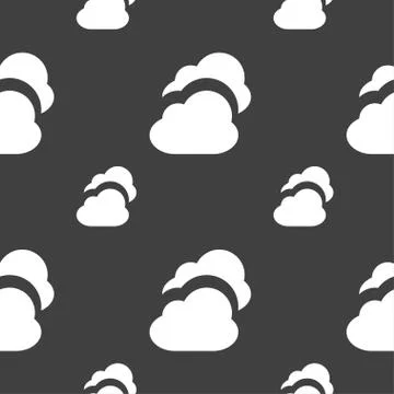 Cloud icon sign. Seamless pattern on a gray background. Vector Stock Illustration