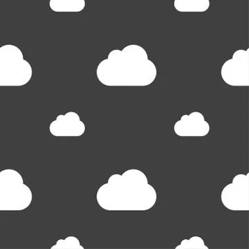 Cloud icon sign. Seamless pattern on a gray background. Stock Illustration