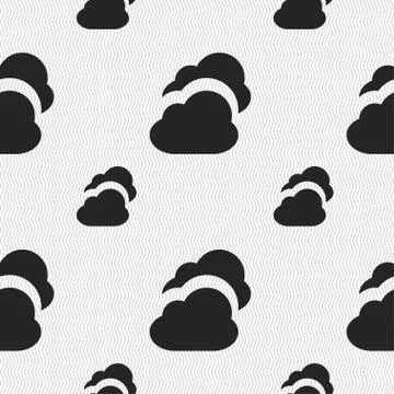 Cloud icon sign. Seamless pattern with geometric texture. Illustrazione stock