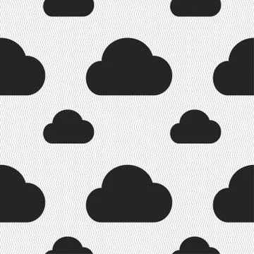Cloud icon sign. Seamless pattern with geometric texture. Stock Illustration