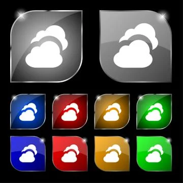 Cloud icon sign. Set of ten colorful buttons with glare. Vector イラスト素材