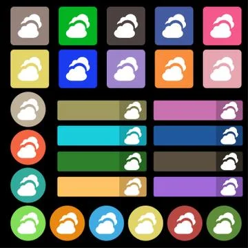 Cloud  icon sign. Set from twenty seven multicolored flat buttons. Vector Stock Illustration