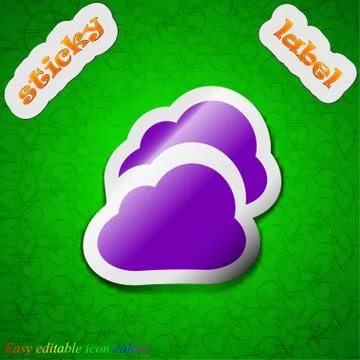 Cloud  icon sign. Symbol chic colored sticky label on green background. Vecto Stock Illustration
