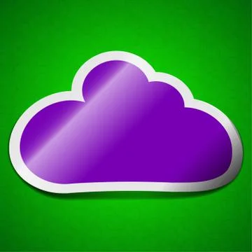 Cloud  icon sign. Symbol chic colored sticky label on green background. Stock Illustration