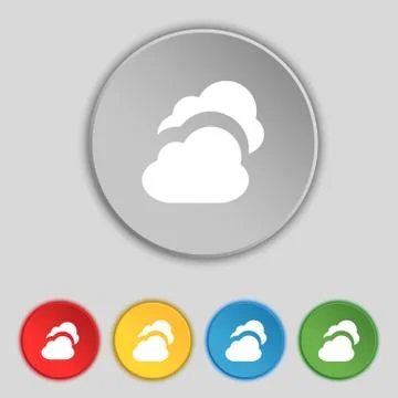 Cloud icon sign. Symbol on five flat buttons. Vector 스톡 일러스트