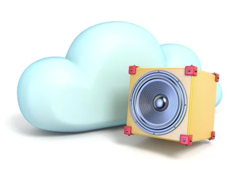 Cloud icon with sound speaker 3D Stockillustratie