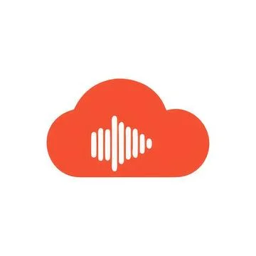 Cloud icon with sound wave inside for audio or music Stock Illustration