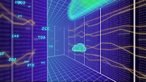 Cloud icon spawning, scaling and moving to right wall after cursor halo passing, Stock Footage 335652001