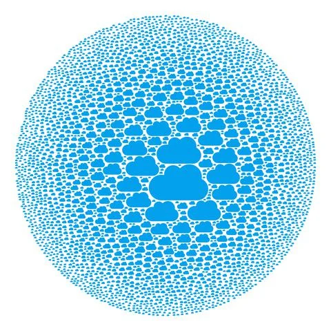 Cloud Icon Spheric Bubble Collage Stock Illustration