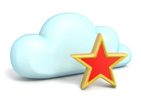 Cloud icon with star 3D 스톡 일러스트