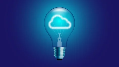 Cloud icon symbol Incandescent light bulb switch on set Connection concept Stock Footage 97497213